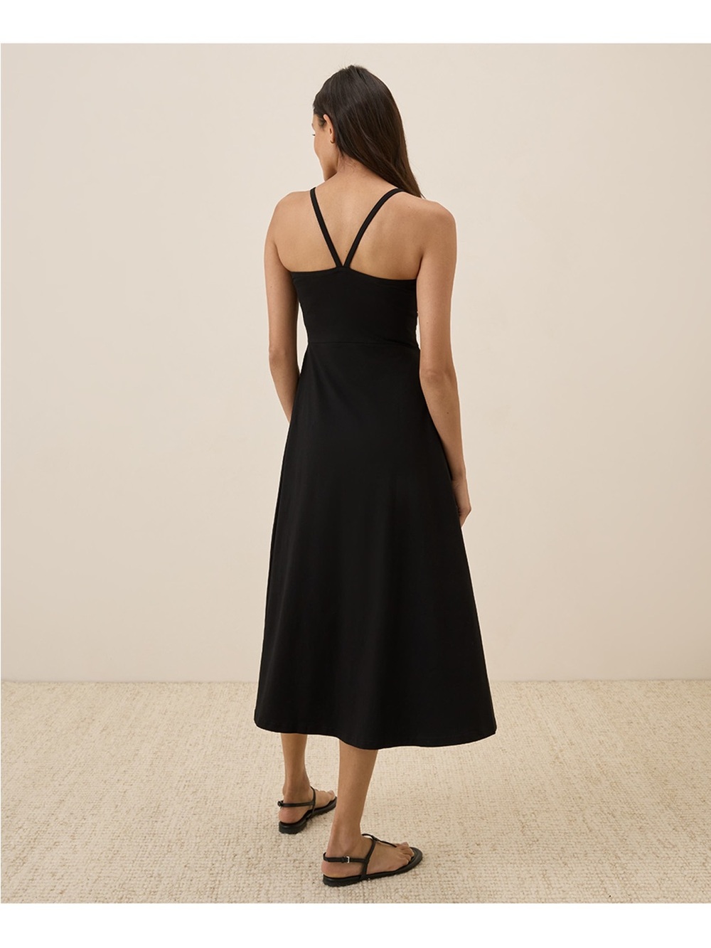 Pact Organic Cotton Fit & Flare Midi Dress
Black Midi Dress Spaghetti Straps S - Picture 2 of 7